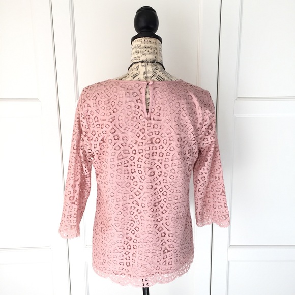 J. CREW Blush Pink Scalloped Cutout Lace Top - Picture 6 of 8